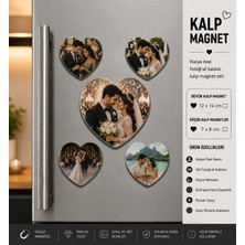 Kalp Fotoğraf Magneti Düğüne Özel Kişiselleştirilebilir Gelin Damat Anı Hediye Seti