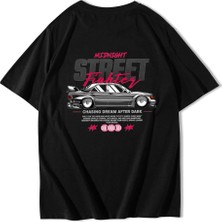 Brz Collection Unisex Oversize Midnight Street Fighter T-Shirt Siyah