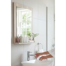 Moemi Raflı Banyo Aynası Beyaz , Lavabo, Wc , Dresuar , Koridor , Mutfak , Makyaj 60X45 Beyaz Dik Ayna