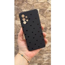 Vip Case Samsung Galaxy A32 Uyumlu Mini Siyah Kalp Desenli Silikon Darbe Emici Klasik Korumalı Rubber Kılıf