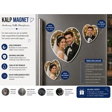 Kalp Fotoğraf Magneti Gelin Damat Kişiselleştirilebilir Düğün Anısı ve Hediye