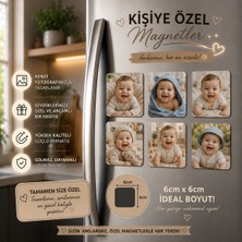 6'lı Kare Fotoğraf Magneti Erkek Bebeğe Kişiselleştirilebilir Ilk Anılar Hediye Seti