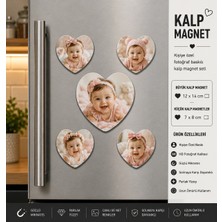 Kalp Fotoğraf Magneti Kız Bebeğe Kişiselleştirilebilir Ilk Anılar ve Büyüme Hatırası