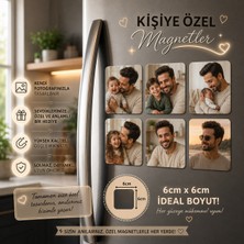 6'lı Kare Fotoğraf Magneti Erkeğe Kişiselleştirilebilir Premium Anı Hediye Seti
