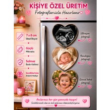 Liya Gift Collection 3'lü Kalp Fotoğraf Magneti Bebeğin Ilk Anıları Kişiselleştirilebilir Anne Babaya Özel Hediye