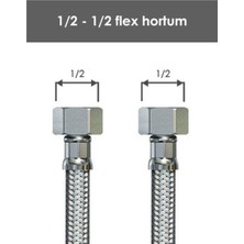 Melek Yapı Paslanmaz Çelik  Flex Hortum Bağlantı Hortumu 1/2 (Dişi) × 1/2 (Dişi)