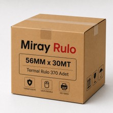 Miray Rulo 56MMx30MT - 1 Koli 370 Adet (37 Paket)- Yazarkasa Termal POS Rulosu - Yerli Üretim - Tam Metraj Garantili