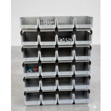 Akson Metal 24'lü Modüler Plastik Avadanlık Kutusu Seti - Istiflenebilir Organizer Kasa (PX-300 Yükseltme Pimli)