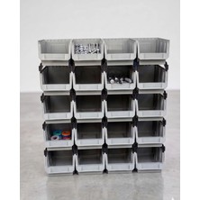 Akson Metal 20'li Modüler Plastik Avadanlık Kutusu Seti | Istiflenebilir Organizer Kasa (PX-300 Yükseltme Pimli)
