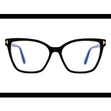 Tom Ford Numarasız Mavi Işık Korumalı Kadın Gözlük – Cat Eye Siyah Kemik Çerçeve, Mavi Işık Filtreli Cam, UV400 Korumalı FT5812-B 001 53