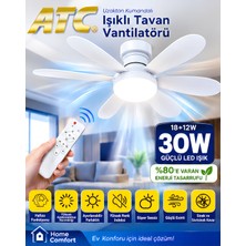 Atc Uzaktan Kumandalı Işıklı Tavan Vantilatörü E27 – 6 Kanatlı LED Tavan Fanı, 3 Renk Işık, 3 Kademe Rüzgar Hızı