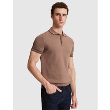 Pierre Cardin Erkek Vizon Slim Fit %100 Pamuk Düğmeli Polo Yaka Triko Tişört 50320831-VR052