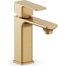 Adell Bloc Lavabo Bataryası Mat Altın Fırçalı (Brushed Gold) Modern Lavabo Musluğu | 159401018