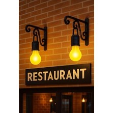 YF Tekstil Ambalaj 2 Li Set Güneş Enerjili LED Dış Mekan Lamba, Su Geçirmez, Ferforje Askılı, USB Type-C Şarjlı, 3 Modlu, Kapı Önü, Bahçe, Balkon, Garaj ve Işyeri Giriş Aydınlatması, Dekoratif Solar Lamba