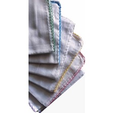 Algelsineve Iç Başörtüsü %100 Pamuklu 5 Li Paket Tülbent Kenarları Oyalı Beyaz Bez 80X80CM