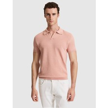 Pierre Cardin Erkek Somon Slim Fit Keten Karışımlı Apaş Yaka Triko Tişört 50320799-VR047