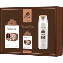 Lattafa Pride Vintage Radio Gift Set Edp 100 ml + Edp 20 ml + Deodorant Spray 200 ml Unisex Parfüm Seti