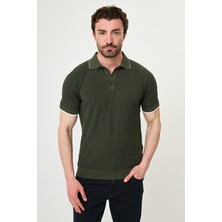 MCR Desenli Slim Fit Polo Yaka Düğmeli Erkek Triko T-Shirt