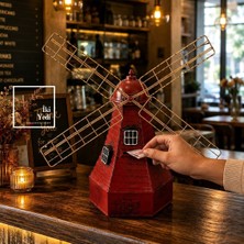 İki Yedi Konsept Windgelde Nostaljik Metal Yel Değirmeni Kumbara ve Cafe Tip Box - El Yapımı Vintage Dekoratif Obje