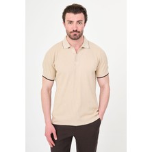 MCR Desenli Slim Fit Polo Yaka Düğmeli Erkek Triko T-Shirt