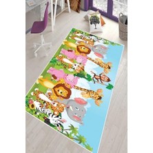 YF Tekstil Ambalaj Pelangi Çok Renkli Desenli Yıkanabilir Kaymaz Taban Leke Tutmazbebek ve Çocuk Odası Halısı, Çok Renkli 100 x 150