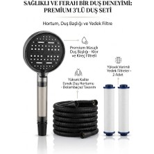 Segy Home 3 Lü Set Yüksek Basınçlı Klor ve Kireç Önleyici Filtreli Duş Başlığı Seti / 6 Fonksiyonlu, 2 Yedek Filtreli, Paslanmaz Hortum