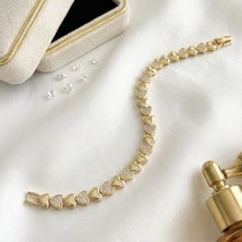 Xuping Vıp Seri Kadın Kalpli Bileklik Gold Altın Kaplama Zirkon Taşlı Kararmaz Lüks Takı