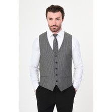 MCR Çizgili Slim Fit Klasik Erkek Yelek