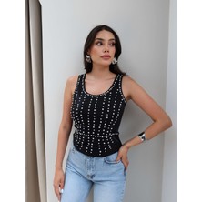 Esra Helvacı Taş Işlemeli Askılı Bluz