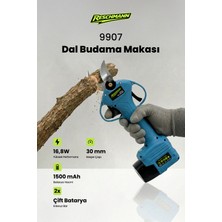 Reschmann R-9907 Profesyonel 30 mm Şarjlı Dal Budama Makası - 21V Çift Bataryalı Yedek Bıçaklı Akülü Bağ Makası Bahçe Budama Makinesi