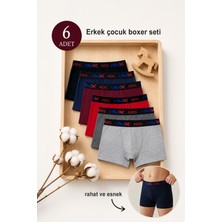 Obax Erkek Çocuk Boxer 6'lı Paket - %100 Pamuklu Renkli Yumuşak Nefes Alan Kumaş
