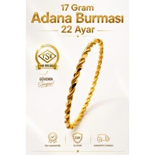 22 Ayar Tse Belgeli (17 Gram) Adana Burması Bilezik Altın Gold Bilezik Düğün Nişan