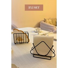 Edora Home 2’li Set Siyah Üçgen Peçetelik Kafes Peçetelik Mutfak Seti