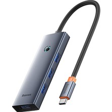 Baseus Ultrajoy Series 4-Port Hub - Gri (Usb-C To USB 3.0*4+Usb-C 5V)
