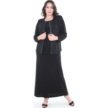 Ladies First Büyük Beden 3306 Siyah Uzun Abiye Elbise