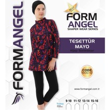 Bay Çağrı Form Angel 1900 Çocuk Uzun Kollu Desenli Tesettür Mayo 9-16 Yaş - Siyah - 9-16 Yaş