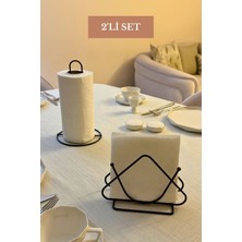 Edora Home 2’li Set Siyah Üçgen Peçetelik Dik Kağıt Havluluk Mutfak Seti
