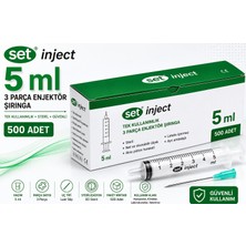 Set Inject 5 ml 3 Parça Yeşil Uçlu Enjektör (500 Adet)