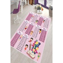 YF Tekstil Ambalaj Pelangi Pembe Çarpım Tablolu Eğitici Yıkanabilir Kaymaz Taban Leke Tutmazbebek ve Çocuk Odası Halısı, Koyu Pembe 180 x 250