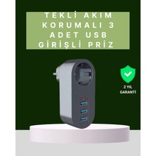MiraLive Termal Akım Korumalı 3 Usb'li Güvenli Priz – Akıllı Akım Dengeleme