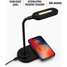 Kablosuz Şarjlı Akıllı Masa Lambası 360° Esnek Gövde Tasarımı Şarj ve Aydınlatma Bir Arada