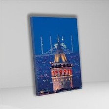 YF Tekstil Ambalaj Tekli Dikey Kanvas Duvar Tablosu Istanbul Galata Kulesi ve Gece 40 x 60 GARTNM7163