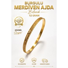 22 Ayar Tse Belgeli 12 Gram Burgulu Merdiven Ajda Altın Bilezik Gold Bilezik Düğün Nişan