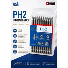 Ysb Mıknatıslı Ph2 Yıldız Bits Uç 100 mm Tayvan Pro S2 Çelik Tornavida ve Vidalama Ucu 10'lu Paket