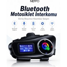 Neffo Intercom 2 Kişi Bağlantılı Telsiz Özellikli Bluetooth Kask Kulaklık Ekranlı Fenerli Telsiz Intercom