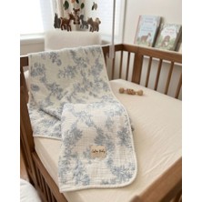 Caline Baby 4 Katlı Premium %100 Pamuk Jakarlı Müslin Battaniye| 110X110 cm |flora Desen