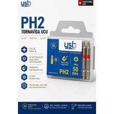 Ysb Mıknatıslı Ph2 Yıldız Bits Uç 50 mm Tayvan Pro S2 Çelik Tornavida ve Vidalama Ucu 10'lu Paket