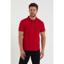 Polo State Erkek Regular Fit Polo Yaka Nakışlı T-shirt  Kırmızı