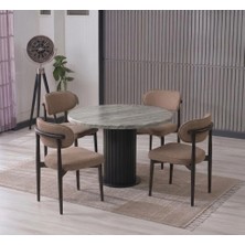 JoyMassa Lina Bohem 90X90 Beyaz Yuvarlak Masa & 4 Polo Sandalye Seti