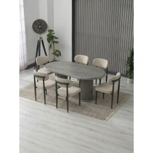 JoyMassa Aura Bohem Masa Takımı 90X180 Mdf Masa ve 6 Adet Polo Sandalye